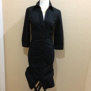 Express Black Button-Front Shirtdress